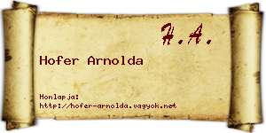 Hofer Arnolda névjegykártya